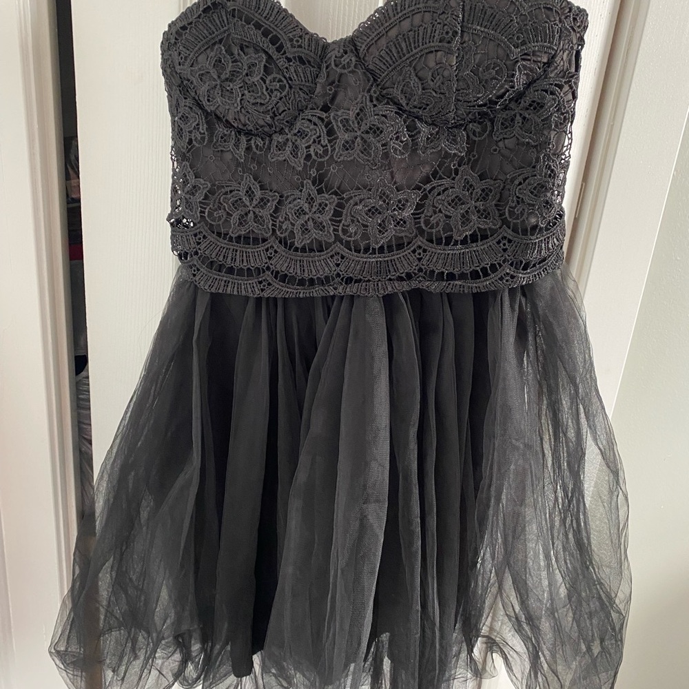 London Dress Company black bustier lace tulle dress